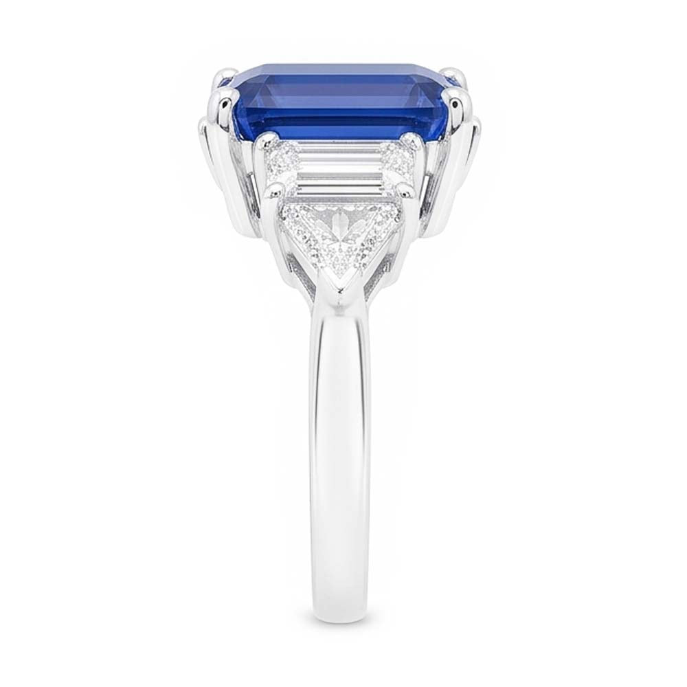 Natural Real ( Not Lab Grown )  Peacock Blue Emerald Cut Sapphire Ring