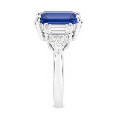Natural Real ( Not Lab Grown )  Peacock Blue Emerald Cut Sapphire Ring