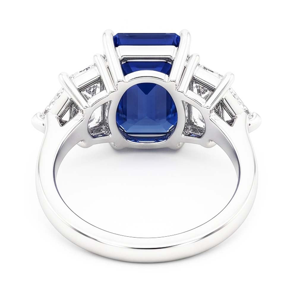 Natural Real ( Not Lab Grown )  Peacock Blue Emerald Cut Sapphire Ring