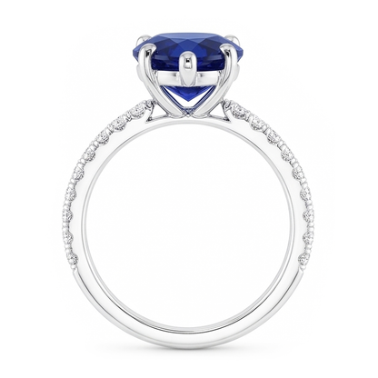 Natural Real ( Not Lab Grown )  Pear Blue Sapphire Ring With Accents 3 Carats