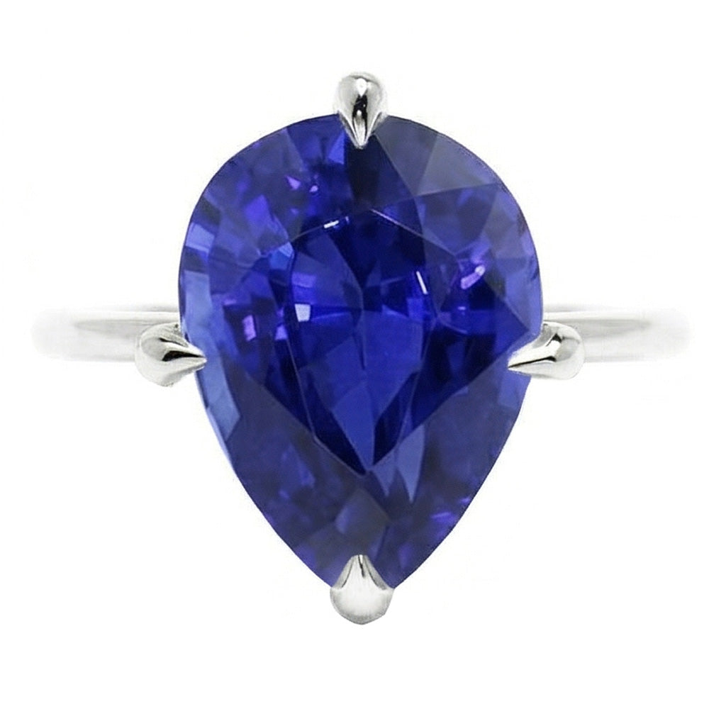 Natural Real ( Not Lab Grown )  Pear Cut Gemstone Ring 2 Ct Solitaire Sri Lankan Sapphire