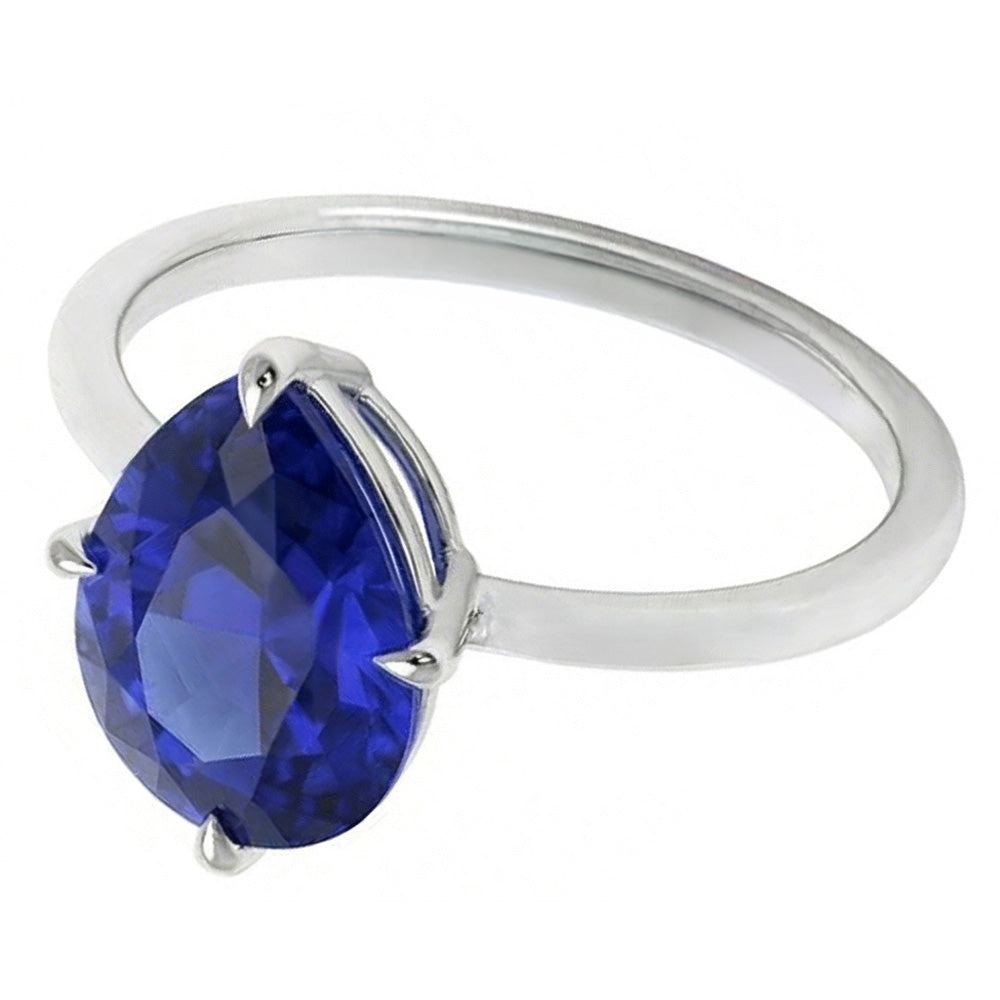 Natural Real ( Not Lab Grown )  Pear Cut Gemstone Ring 2 Ct Solitaire Sri Lankan Sapphire
