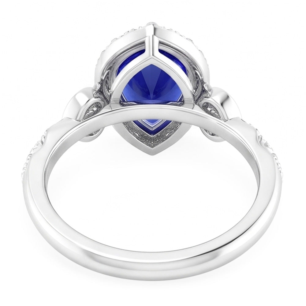 Natural Real ( Not Lab Grown )  Pear Cut Sapphire Engagement Ring 2.50 Carats