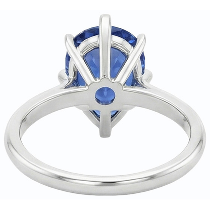 Natural Real ( Not Lab Grown )  Pear Gemstone Solitaire Ring Prong Set Blue Sapphire 2.50 Carats