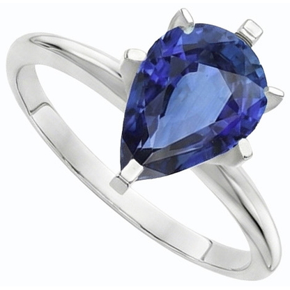Natural Real ( Not Lab Grown )  Pear Gemstone Solitaire Ring Prong Set Blue Sapphire 2.50 Carats