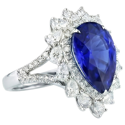 Natural Real ( Not Lab Grown )  Pear Sapphire Gold Cocktail Ring
