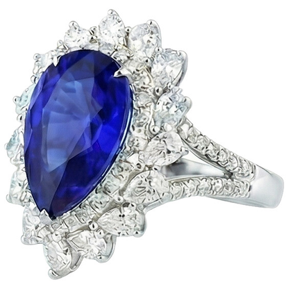 Natural Real ( Not Lab Grown )  Pear Sapphire Gold Cocktail Ring