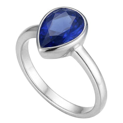 Natural Real ( Not Lab Grown )  Pear Shaped Solitaire Ring 1.50 Ct Bezel Sri Lankan Sapphire