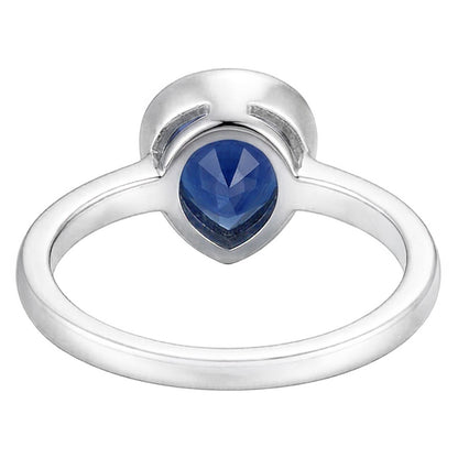 Natural Real ( Not Lab Grown )  Pear Shaped Solitaire Ring 1.50 Ct Bezel Sri Lankan Sapphire
