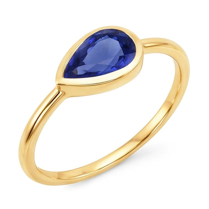 Natural Real ( Not Lab Grown )  Pear Solitaire Anniversary Ring Ceylon Sapphire 2 Carats Gold