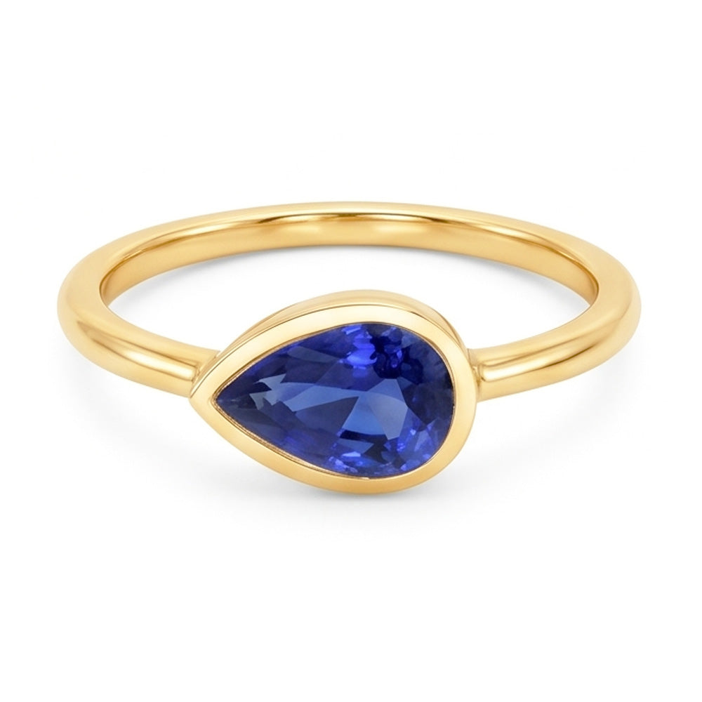 Natural Real ( Not Lab Grown )  Pear Solitaire Anniversary Ring Ceylon Sapphire 2 Carats Gold