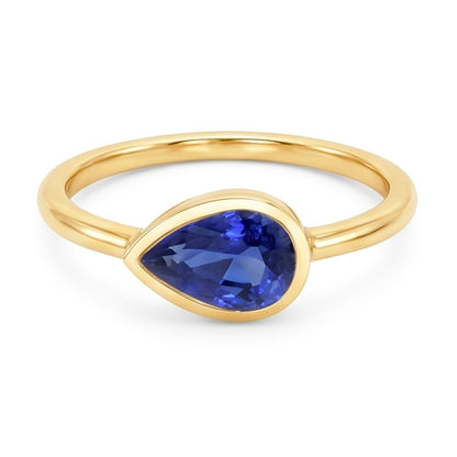 Natural Real ( Not Lab Grown )  Pear Solitaire Anniversary Ring Ceylon Sapphire 2 Carats Gold