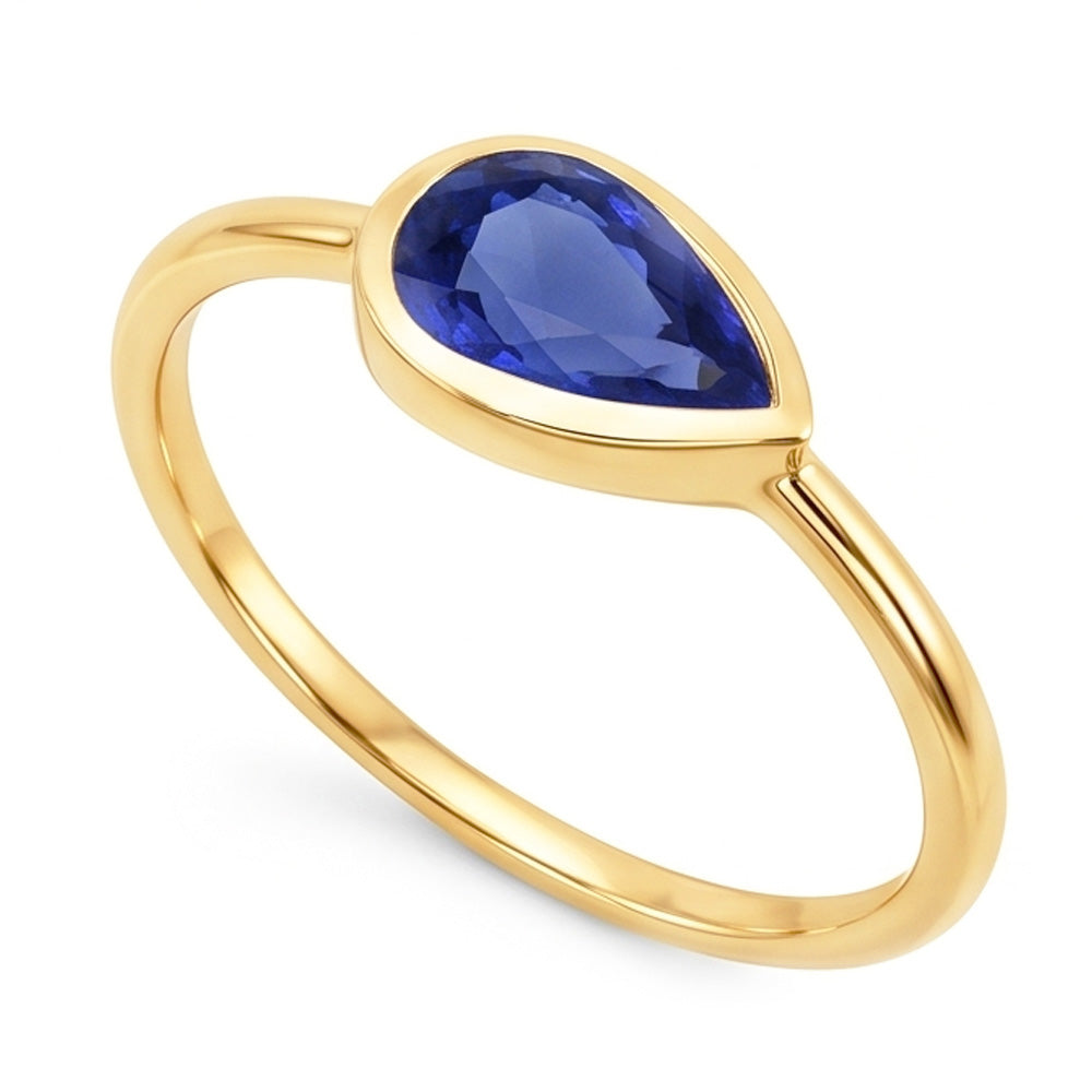Natural Real ( Not Lab Grown )  Pear Solitaire Anniversary Ring Ceylon Sapphire 2 Carats Gold