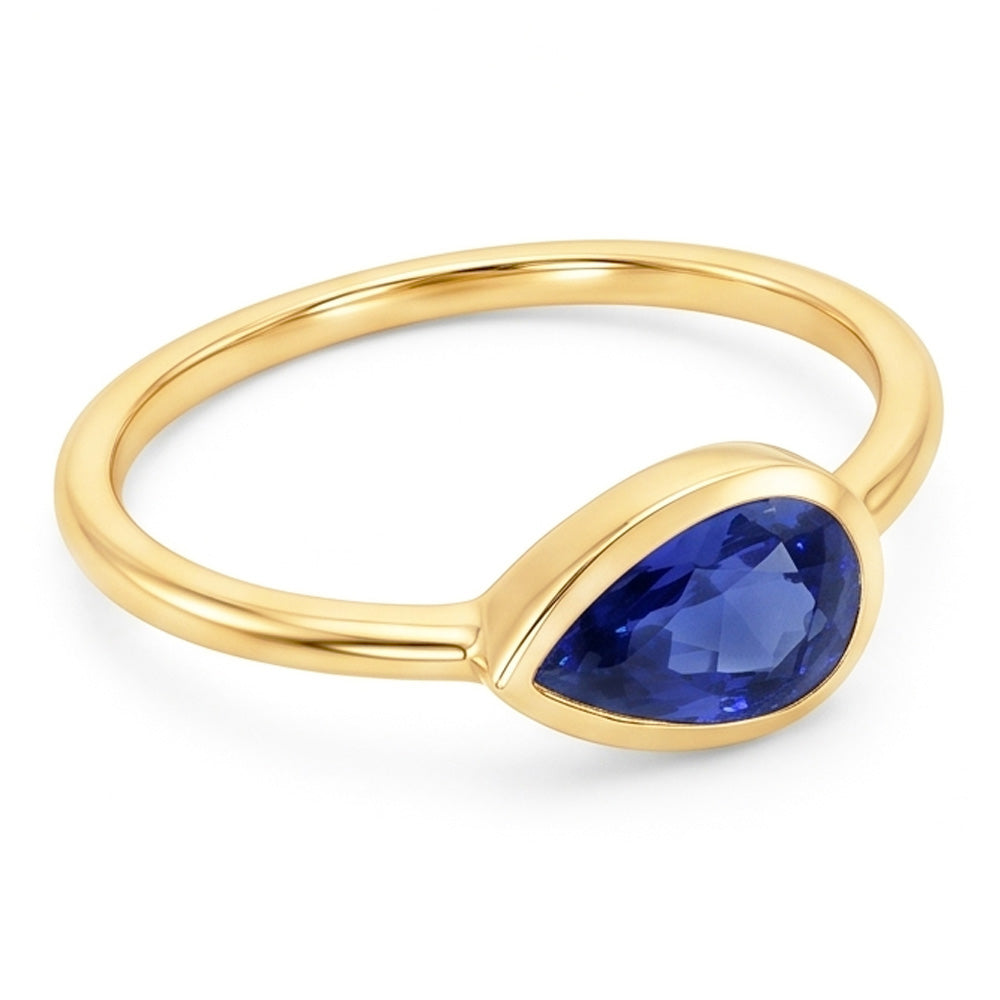Natural Real ( Not Lab Grown )  Pear Solitaire Anniversary Ring Ceylon Sapphire 2 Carats Gold