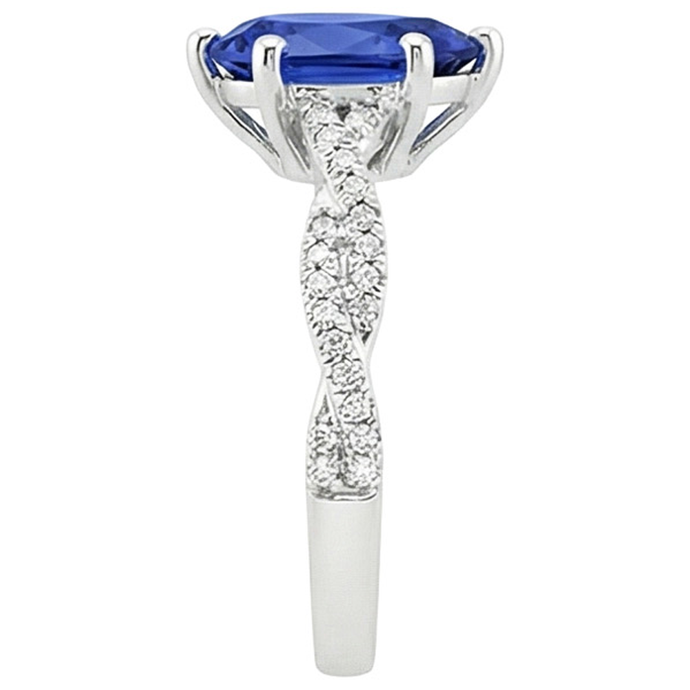 natural round sapphire 5.50ct ring profile view