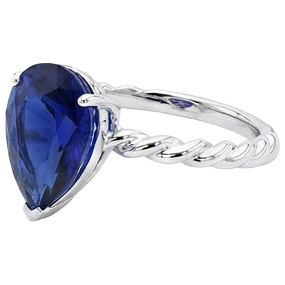 Natural Real ( Not Lab Grown )  Pear Solitaire Sri Lankan Sapphire Ring Twist Style Shank 2.50 Carats