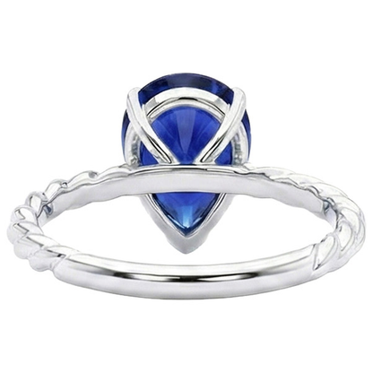 Natural Real ( Not Lab Grown )  Pear Solitaire Sri Lankan Sapphire Ring Twist Style Shank 2.50 Carats