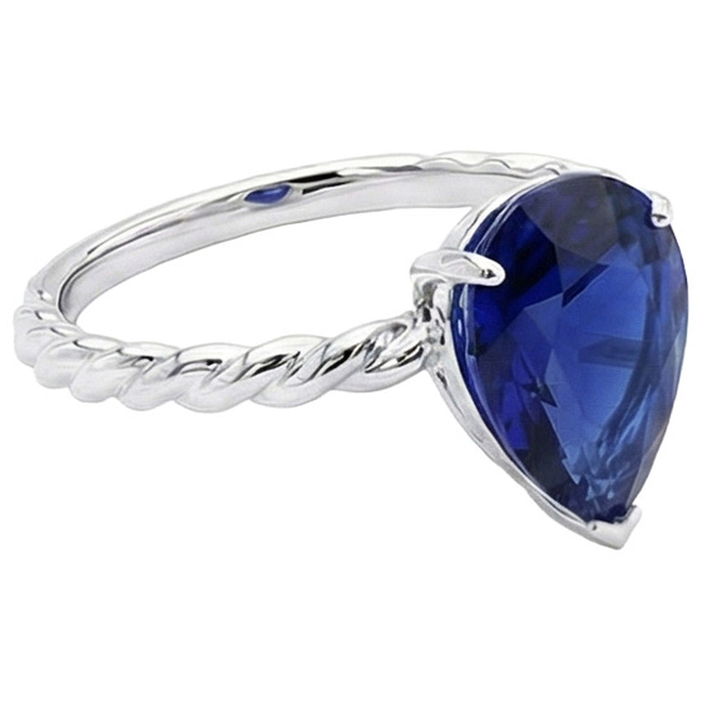 Natural Real ( Not Lab Grown )  Pear Solitaire Sri Lankan Sapphire Ring Twist Style Shank 2.50 Carats