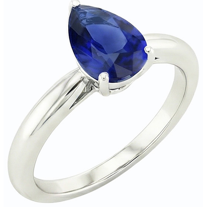 Natural Real ( Not Lab Grown )  Pear Solitaire Srilanka Sapphire Ring 2.50 Carats White Gold 14K