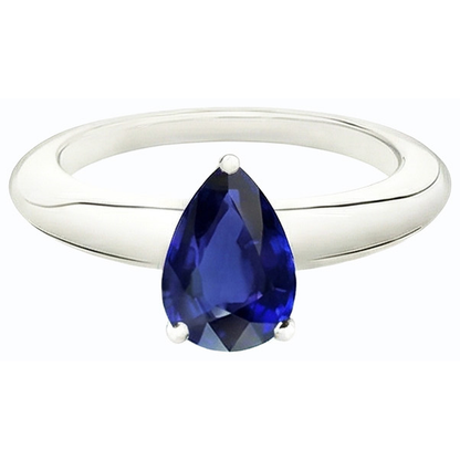 Natural Real ( Not Lab Grown )  Pear Solitaire Srilanka Sapphire Ring 2.50 Carats White Gold 14K