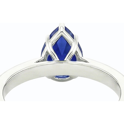 Natural Real ( Not Lab Grown )  Pear Solitaire Srilanka Sapphire Ring 2.50 Carats White Gold 14K