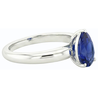 Natural Real ( Not Lab Grown )  Pear Solitaire Srilanka Sapphire Ring 2.50 Carats White Gold 14K