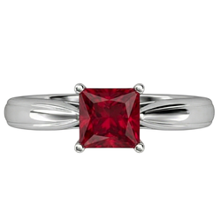 Natural Real ( Not Lab Grown )  Princess Cut Solitaire Ruby 2 Carat Ring 14K White Gold