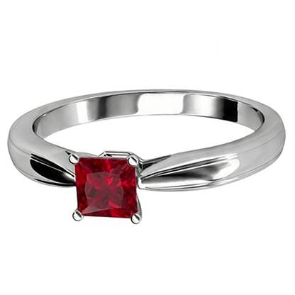 Natural Real ( Not Lab Grown )  Princess Cut Solitaire Ruby 2 Carat Ring 14K White Gold