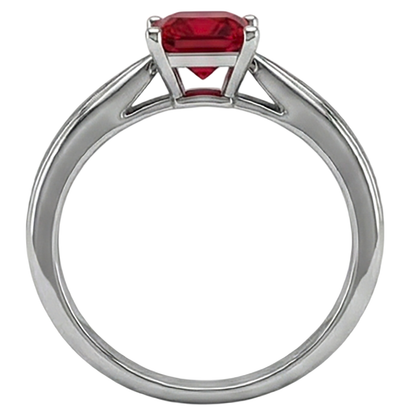 Natural Real ( Not Lab Grown )  Princess Cut Solitaire Ruby 2 Carat Ring 14K White Gold