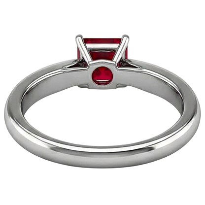 Natural Real ( Not Lab Grown )  Princess Cut Solitaire Ruby 2 Carat Ring 14K White Gold