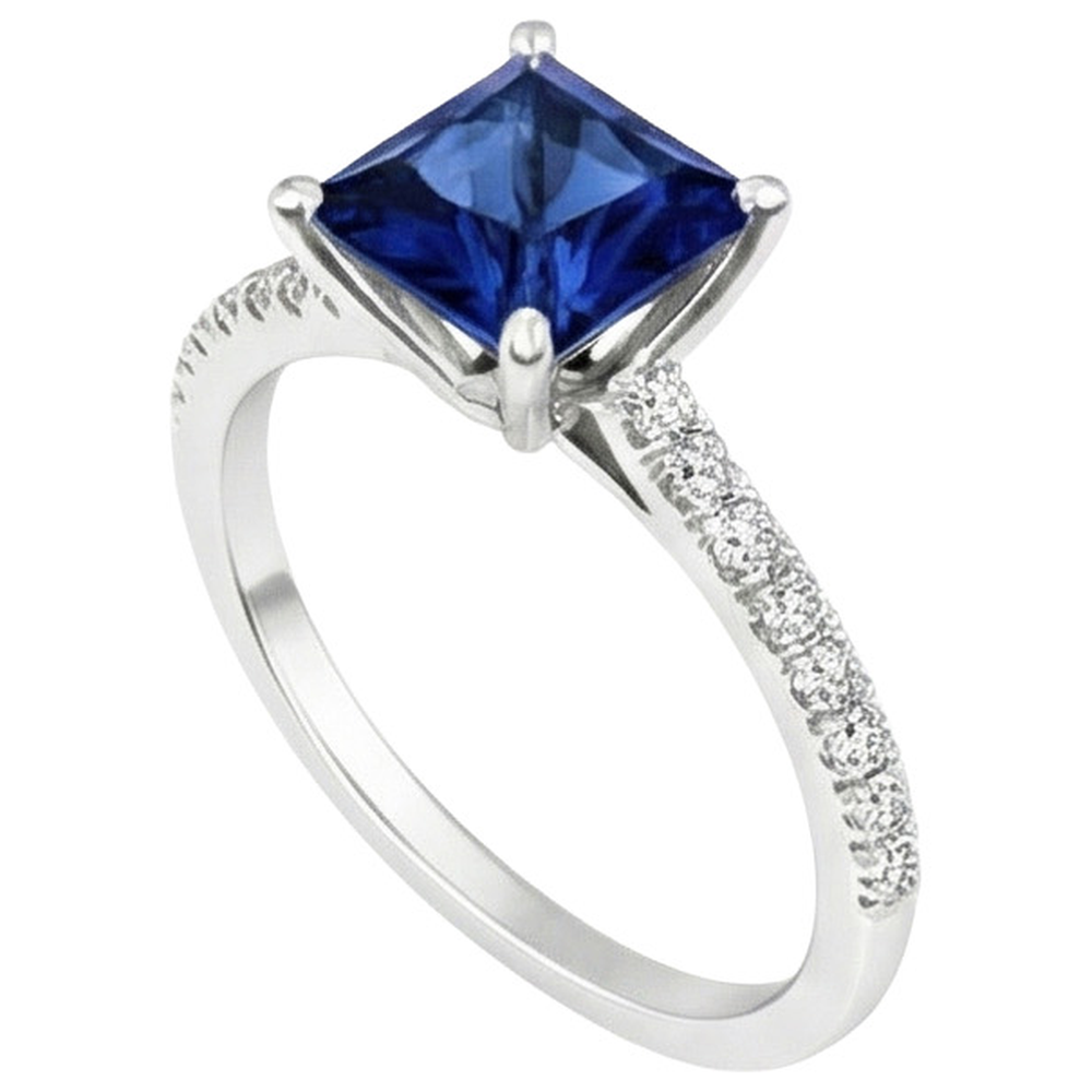 natural round sapphire 6ct ring top view