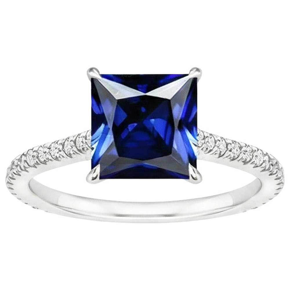 natural round sapphire 6ct ring close up detail
