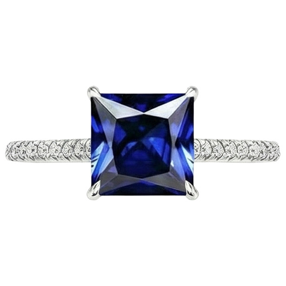 natural round sapphire 6ct ring profile view