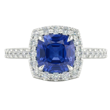 Natural Real ( Not Lab Grown )  Prong Set 2.75 Carats Sri Lanka Sapphire Wedding Ring White Gold 14K