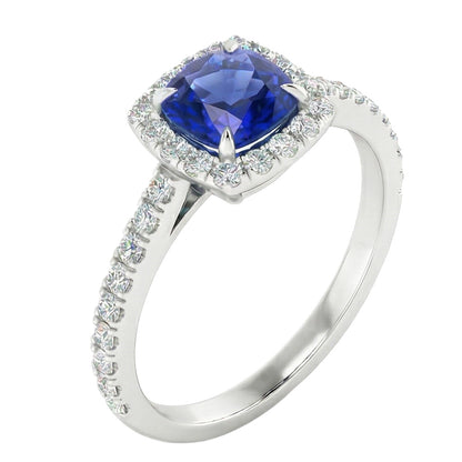 Natural Real ( Not Lab Grown )  Prong Set 2.75 Carats Sri Lanka Sapphire Wedding Ring White Gold 14K