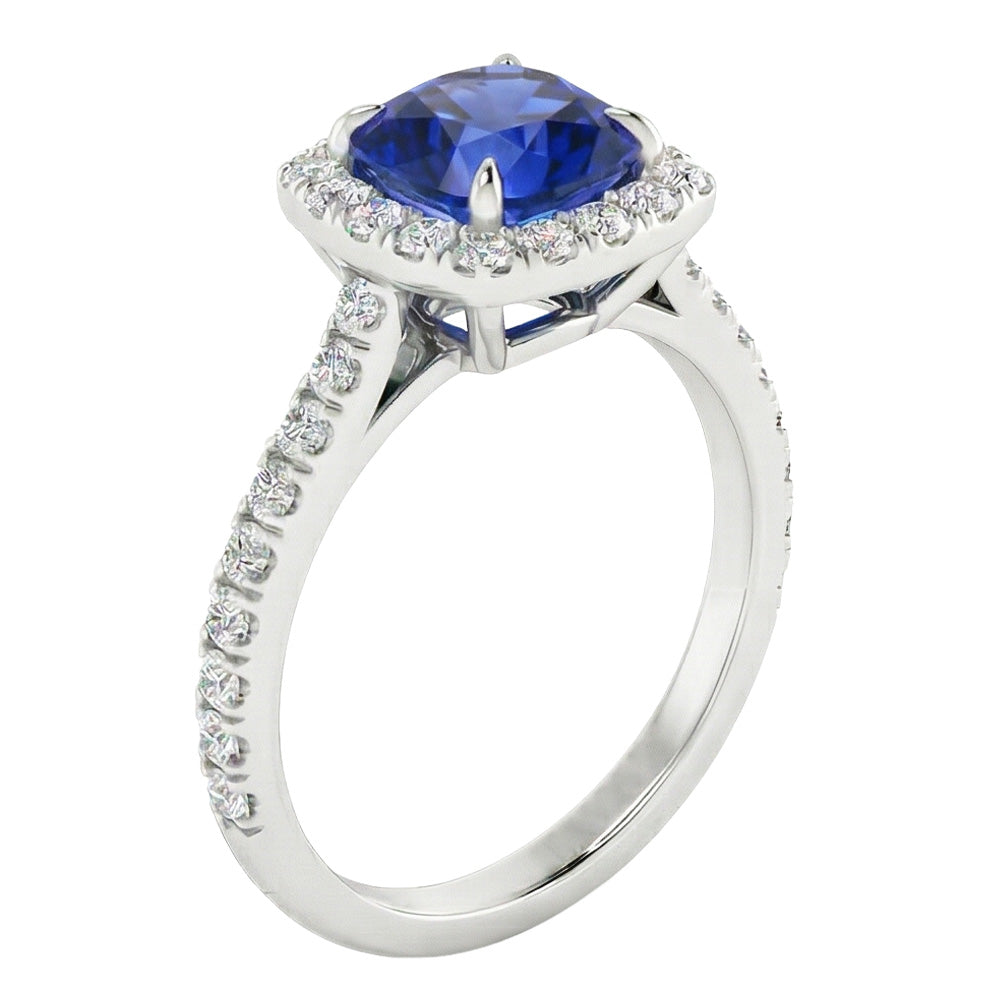 Natural Real ( Not Lab Grown )  Prong Set 2.75 Carats Sri Lanka Sapphire Wedding Ring White Gold 14K