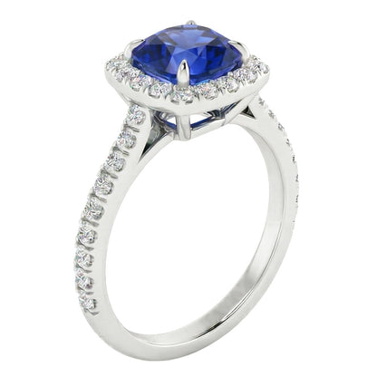 Natural Real ( Not Lab Grown )  Prong Set 2.75 Carats Sri Lanka Sapphire Wedding Ring White Gold 14K