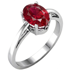 Natural Real ( Not Lab Grown )  Prong Set Oval Cut 2 Carat Red Ruby Ring 14K WG
