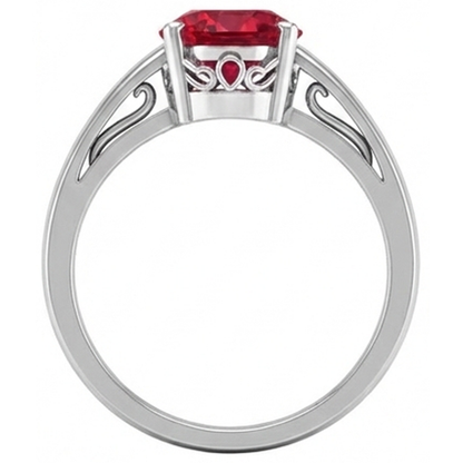 Natural Real ( Not Lab Grown )  Prong Set Oval Cut 2 Carat Red Ruby Ring 14K WG