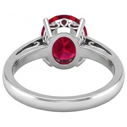 Natural Real ( Not Lab Grown )  Prong Set Oval Cut 2 Carat Red Ruby Ring 14K WG