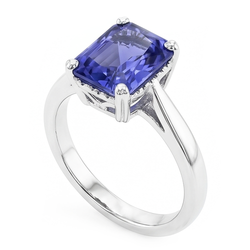 Natural Real ( Not Lab Grown )  Radiant Solitaire 2 Carats Blue Sapphire Ring Reversed Tapered Shank