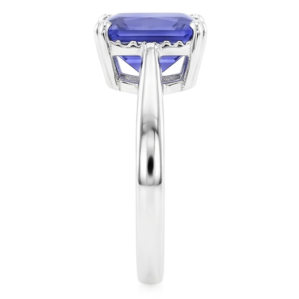 Natural Real ( Not Lab Grown )  Radiant Solitaire 2 Carats Blue Sapphire Ring Reversed Tapered Shank