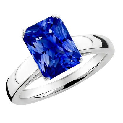Natural Real ( Not Lab Grown )  Radiant Solitaire Ceylon Sapphire Engagement Ring 2.50 Carats Gold 14K