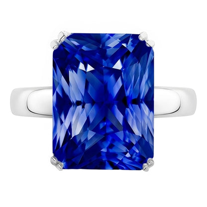 Natural Real ( Not Lab Grown )  Radiant Solitaire Ceylon Sapphire Engagement Ring 2.50 Carats Gold 14K