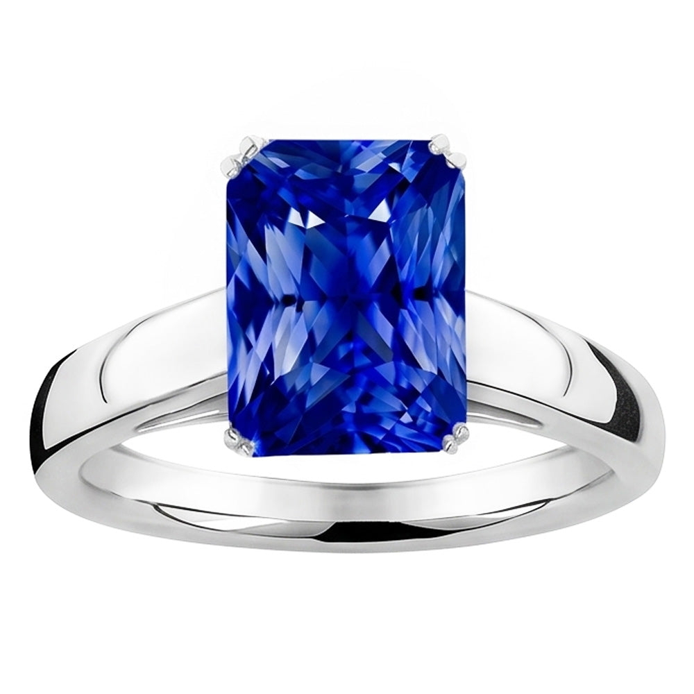 Natural Real ( Not Lab Grown )  Radiant Solitaire Ceylon Sapphire Engagement Ring 2.50 Carats Gold 14K