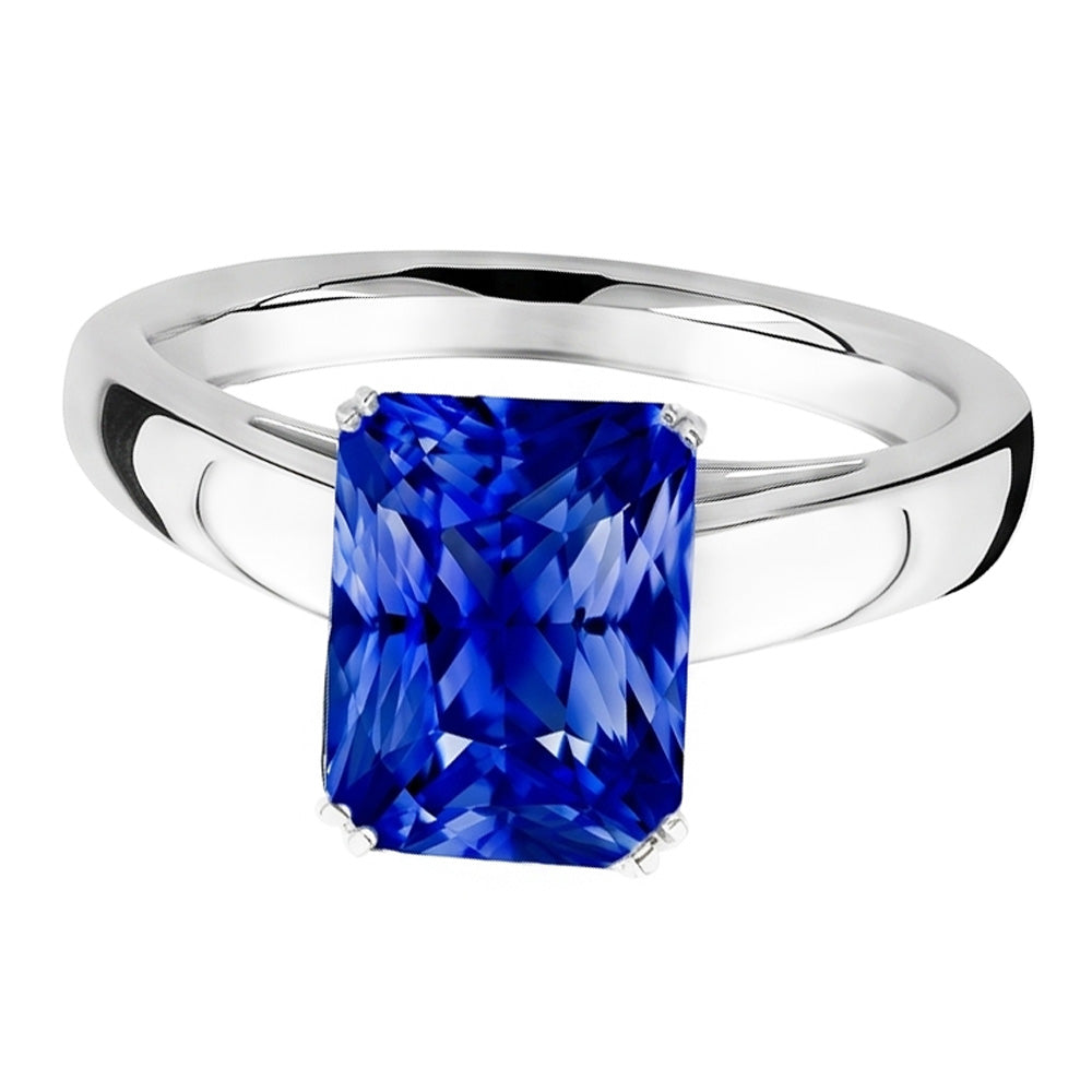 Natural Real ( Not Lab Grown )  Radiant Solitaire Ceylon Sapphire Engagement Ring 2.50 Carats Gold 14K