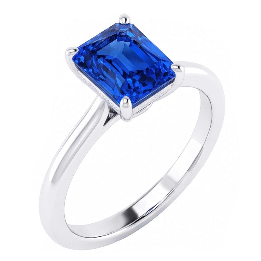Natural Real ( Not Lab Grown )  Radiant Solitaire Sri Lankan Sapphire Ring 1.50 Carats Women’s Jewelry