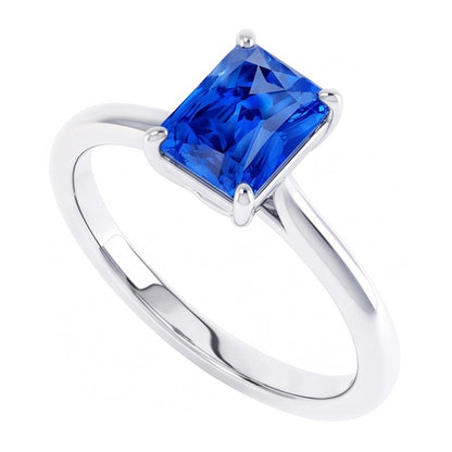 Natural Real ( Not Lab Grown )  Radiant Solitaire Sri Lankan Sapphire Ring 1.50 Carats Women’s Jewelry