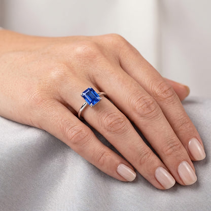 Natural Real ( Not Lab Grown )  Radiant Solitaire Sri Lankan Sapphire Ring 1.50 Carats Women’s Jewelry