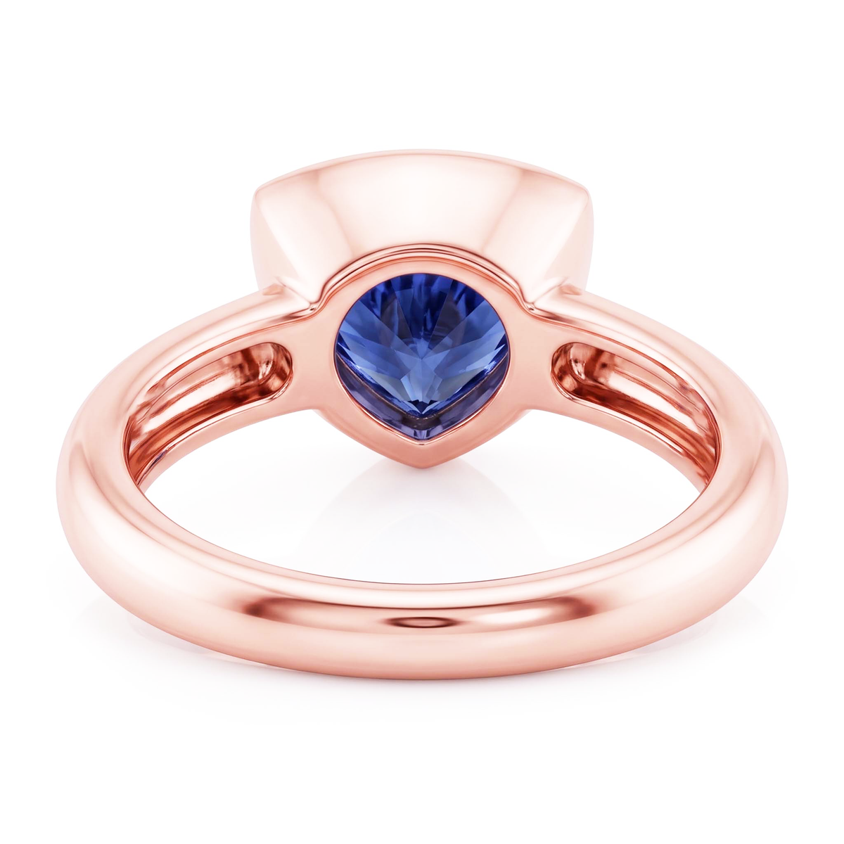 Natural Real ( Not Lab Grown )  Rose Gold Solitaire Ring 2 Carats Blue Sapphire Bezel Set Trillion Cut